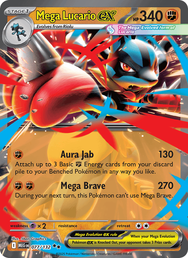 Mega Lucario ex 77/132 Mega Evolution English Pokémon card