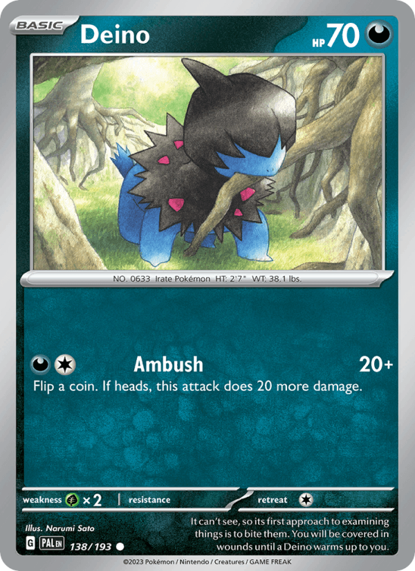 Deino 138/193 Paldea Evolved English Pokémon card