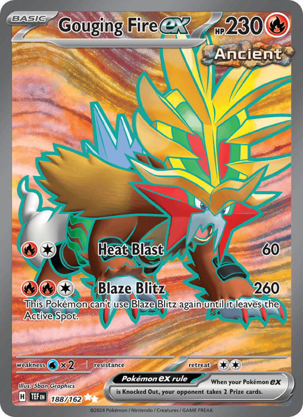 Gouging Fire ex 188/162 Temporal Forces English Pokémon card