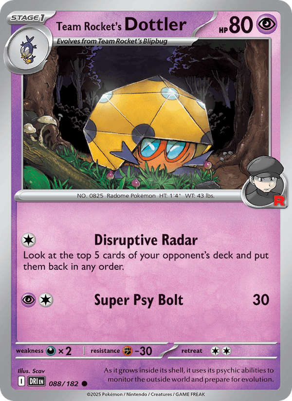 Team Rocket's Dottler 88/182 Destined Rivals English Pokémon card