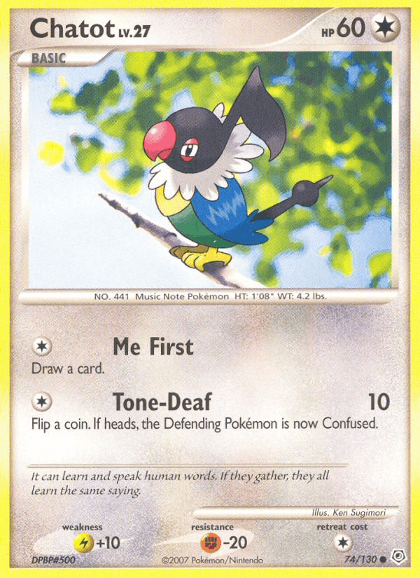 Chatot 74/130 Diamond & Pearl English Pokémon card