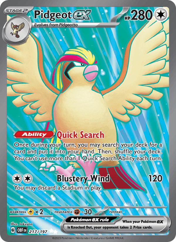 Pidgeot ex 217/197 Obsidian Flames English Pokémon card