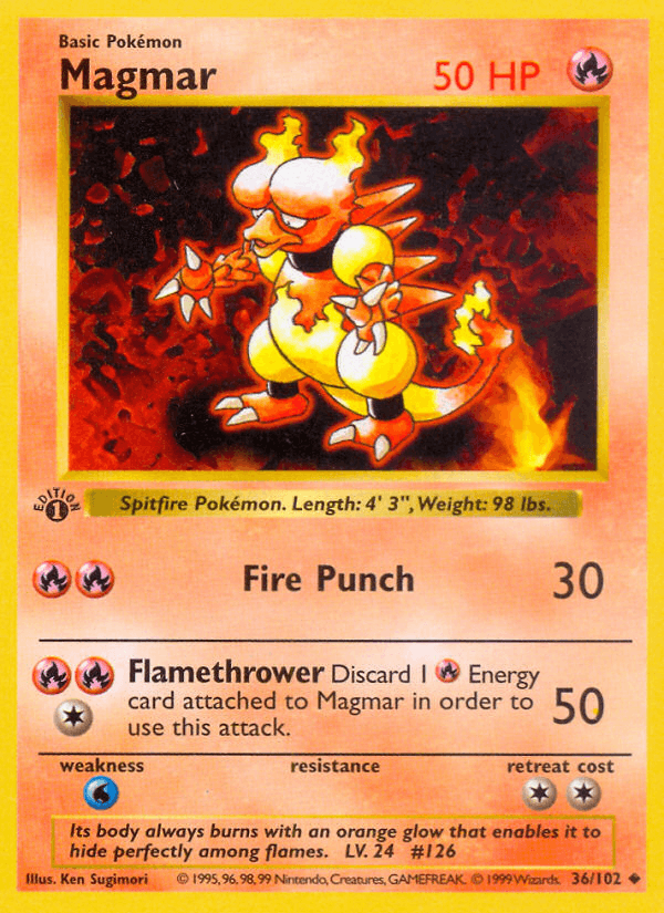 Magmar 36/102 Base Set English Pokémon card