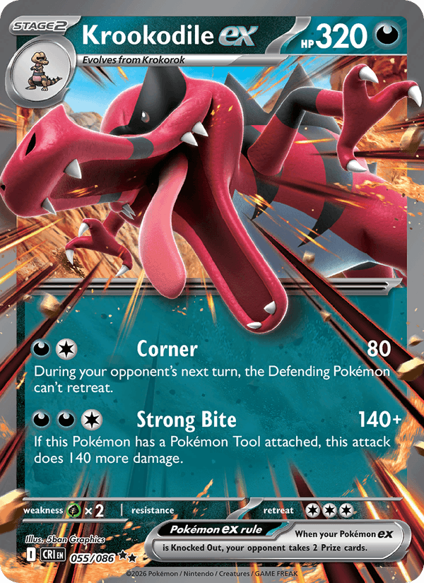 Krookodile ex 55/86 Chaos Rising English Pokémon card