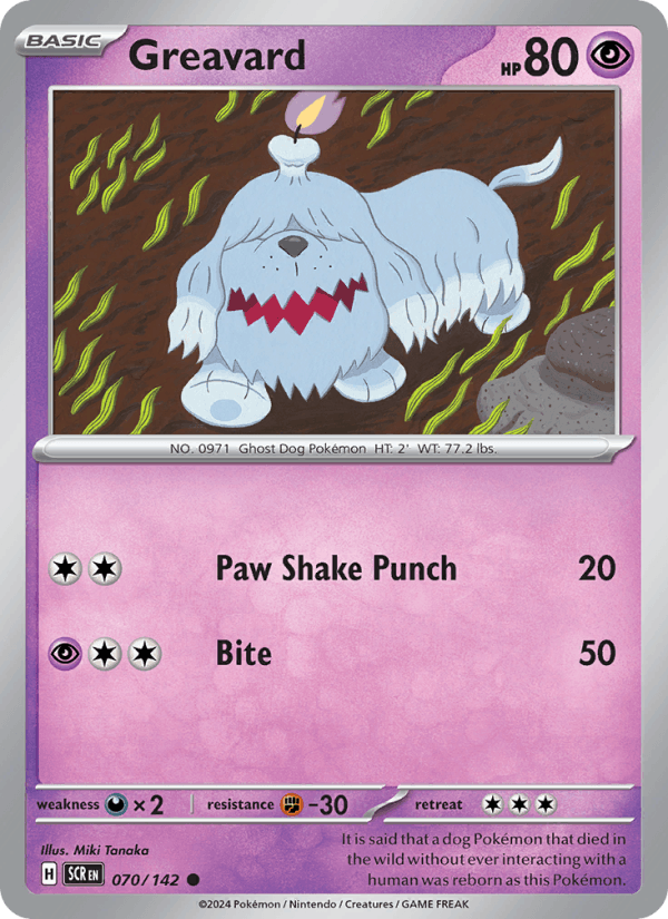 Greavard 70/142 Stellar Crown English Pokémon card