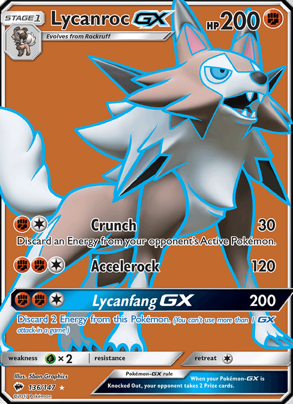Lycanroc GX 136/147 Burning Shadows English Pokémon card