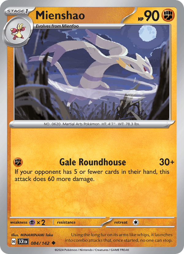 Mienshao 84/142 Stellar Crown English Pokémon card