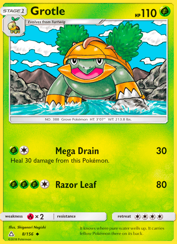 Grotle 8/156 Ultra Prism English Pokémon card