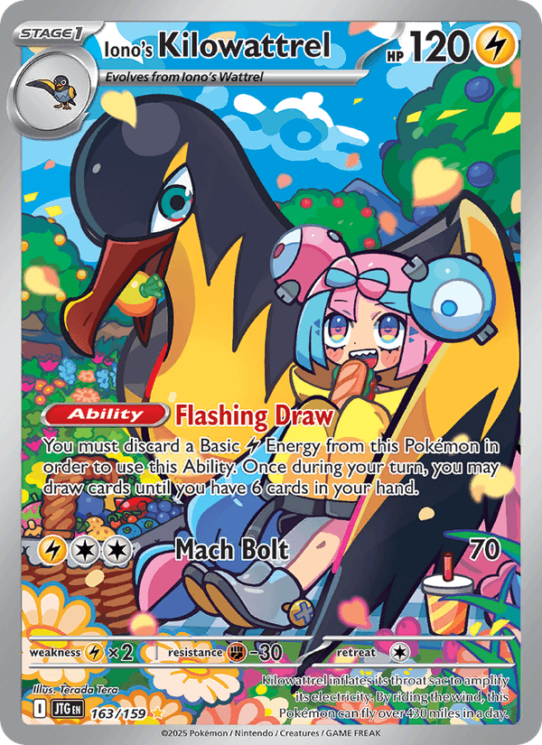 Iono's Kilowattrel 163/159 Journey Together English Pokémon card