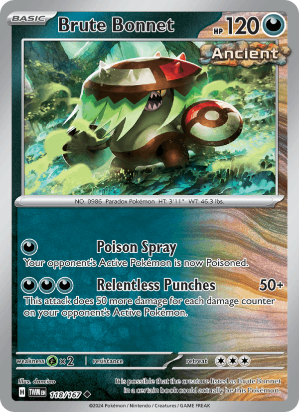 Brute Bonnet 118/167 Twilight Masquerade English Pokémon card