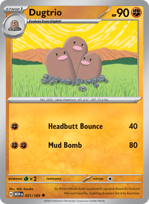 Dugtrio 51/165 151 English Pokémon card