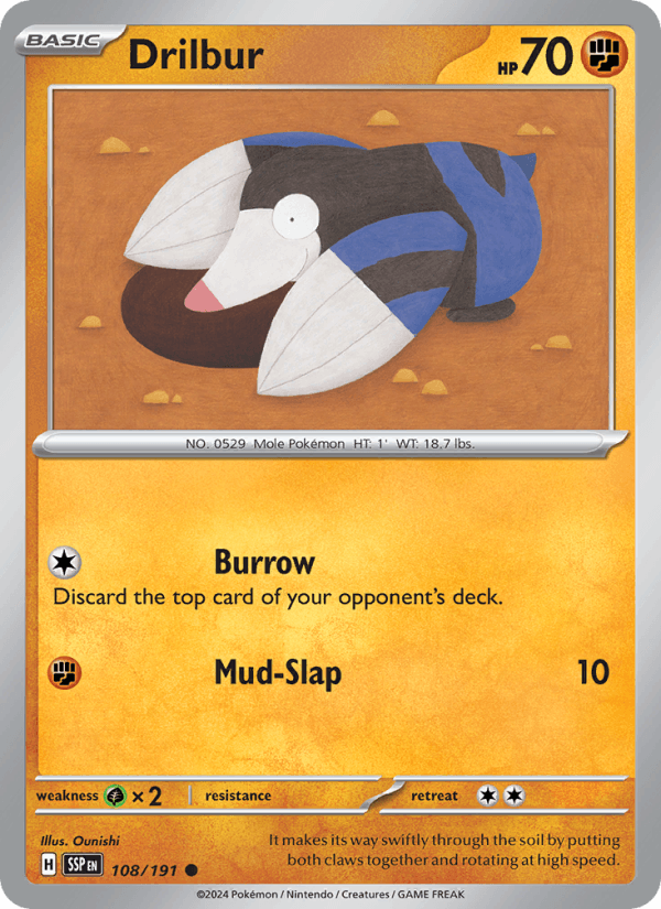 Drilbur 108/191 Surging Sparks English Pokémon card