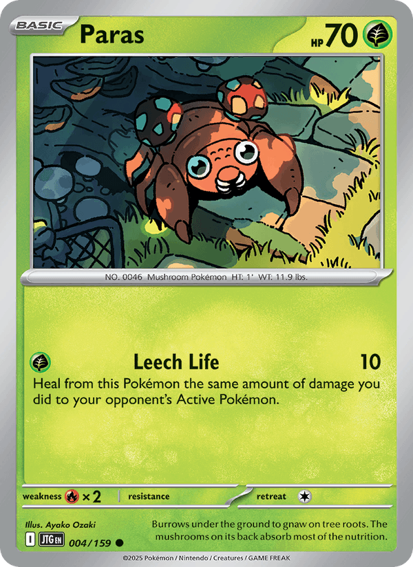 Paras 4/159 Journey Together English Pokémon card