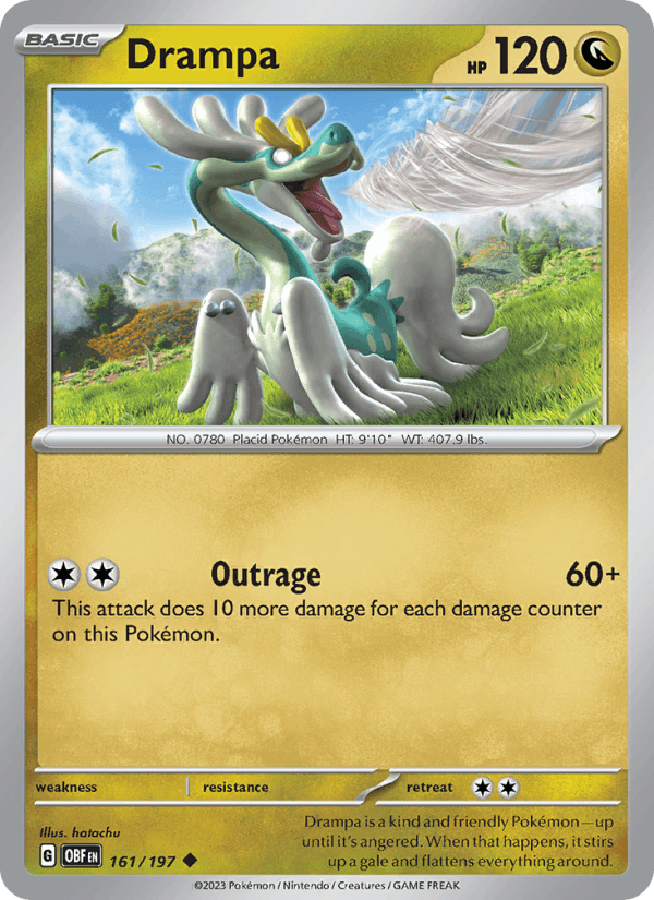 Drampa 161/197 Obsidian Flames English Pokémon card