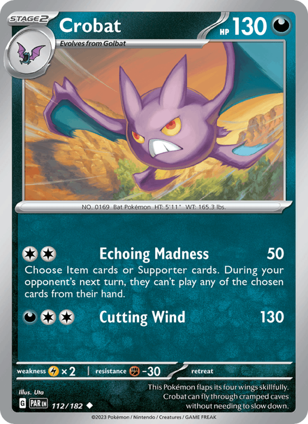 Crobat 112/182 Paradox Rift English Pokémon card
