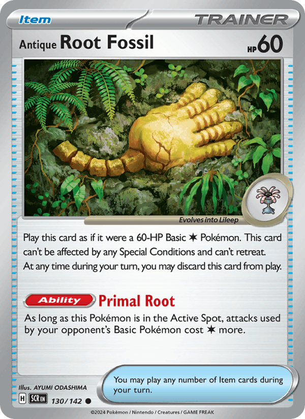 Antique Root Fossil 130/142 Stellar Crown English Pokémon card