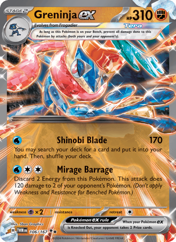 Greninja ex 106/167 Twilight Masquerade English Pokémon card