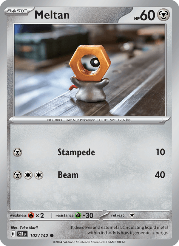 Meltan 102/142 Stellar Crown English Pokémon card