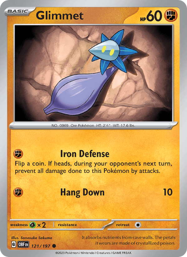 Glimmet 121/197 Obsidian Flames English Pokémon card
