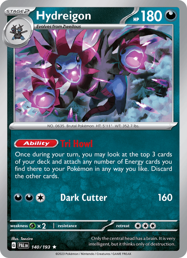 Hydreigon 140/193 Paldea Evolved English Pokémon card