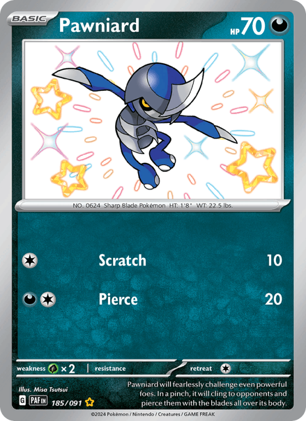 Pawniard 185/91 Paldean Fates English Pokémon card