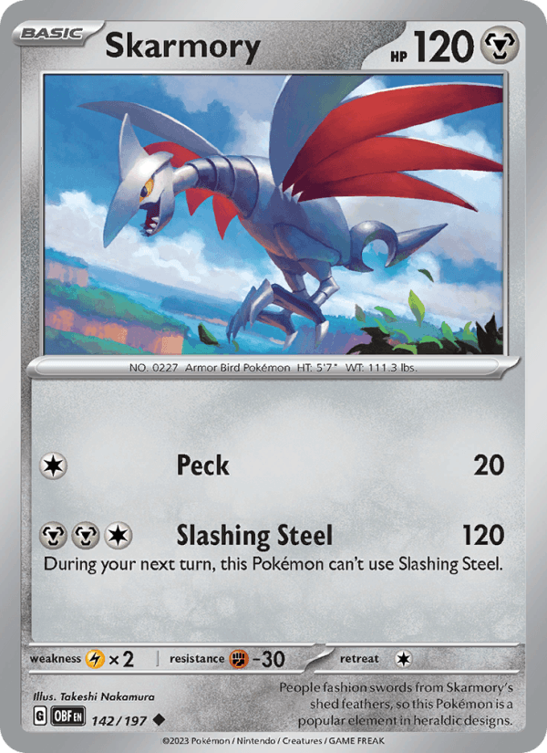 Skarmory 142/197 Obsidian Flames English Pokémon card