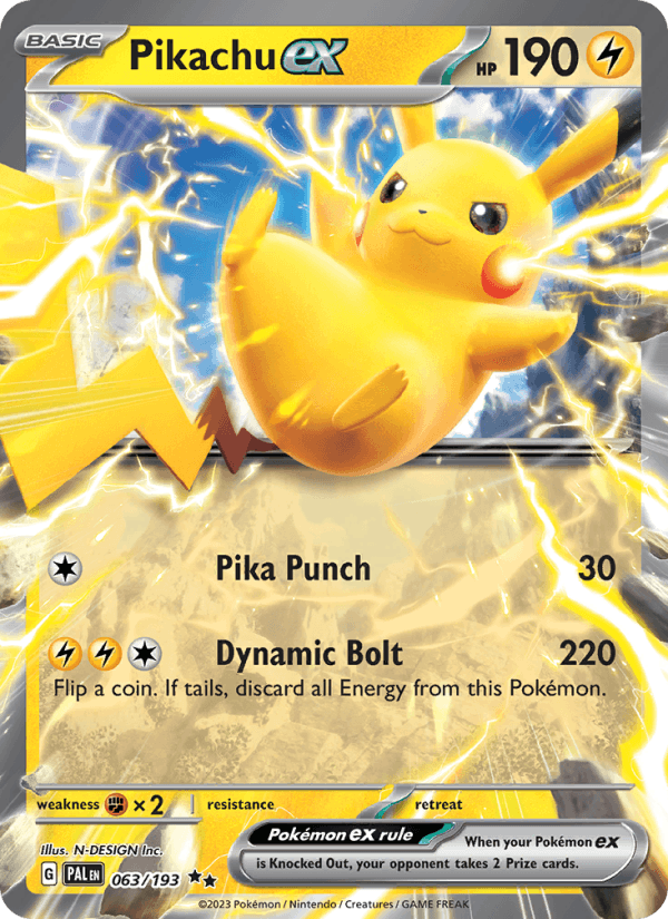 Pikachu ex 63/193 Paldea Evolved English Pokémon card
