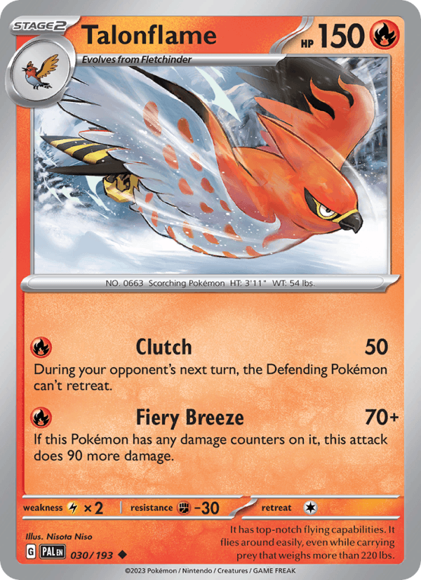 Talonflame 30/193 Paldea Evolved English Pokémon card