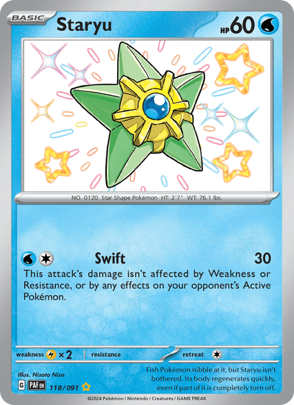 Staryu 118/91 Paldean Fates English Pokémon card