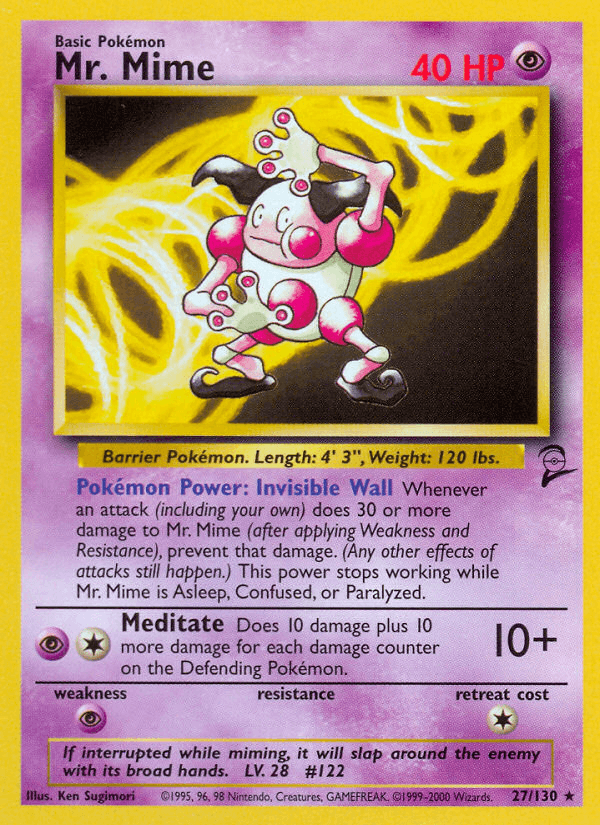 Mr. Mime 27/130 Base Set 2 English Pokémon card