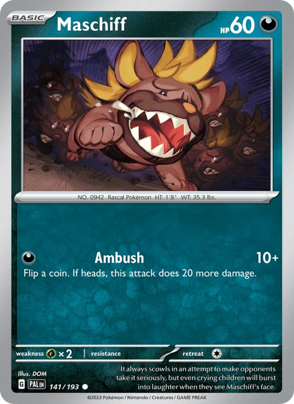Maschiff 141/193 Paldea Evolved English Pokémon card