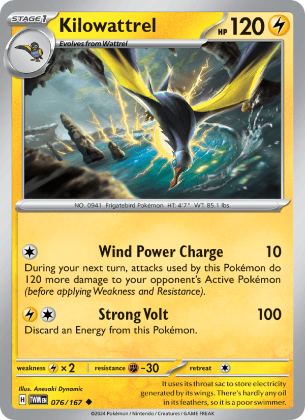 Kilowattrel 76/167 Twilight Masquerade English Pokémon card