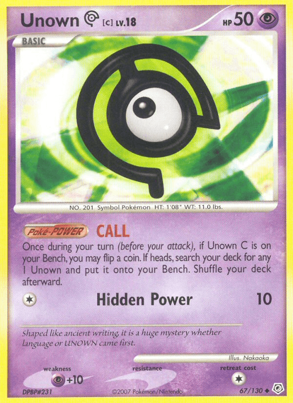 Unown C 67/130 Diamond & Pearl English Pokémon card