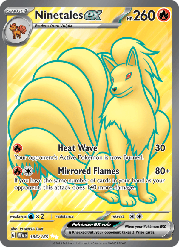Ninetales ex 186/165 151 English Pokémon card