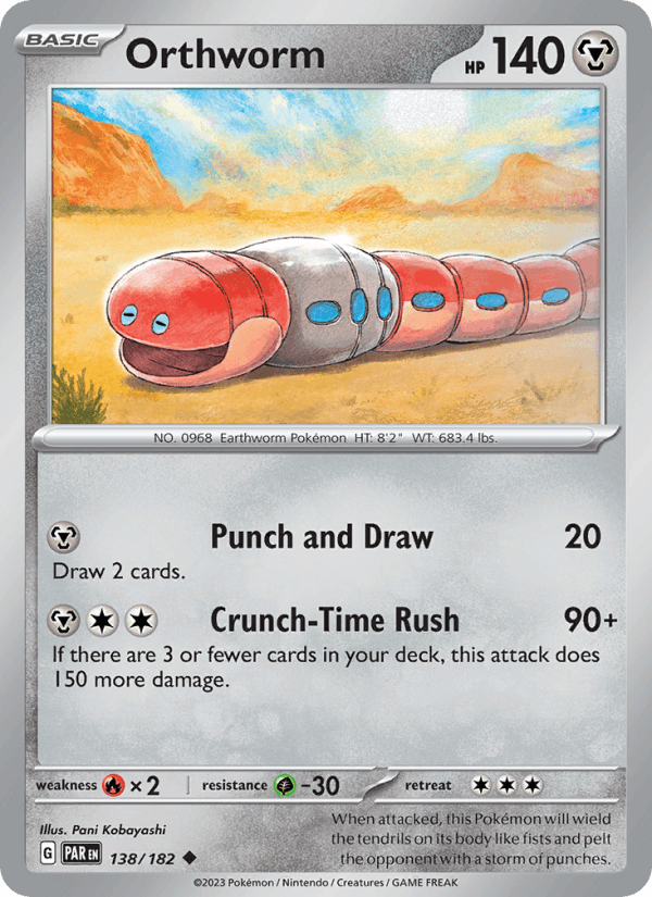 Orthworm 138/182 Paradox Rift English Pokémon card