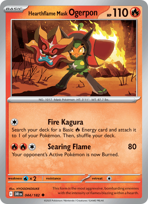 Hearthflame Mask Ogerpon 44/182 Destined Rivals English Pokémon card