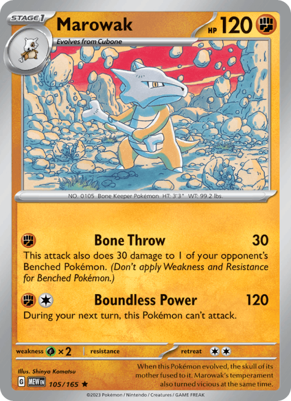 Marowak 105/165 151 English Pokémon card