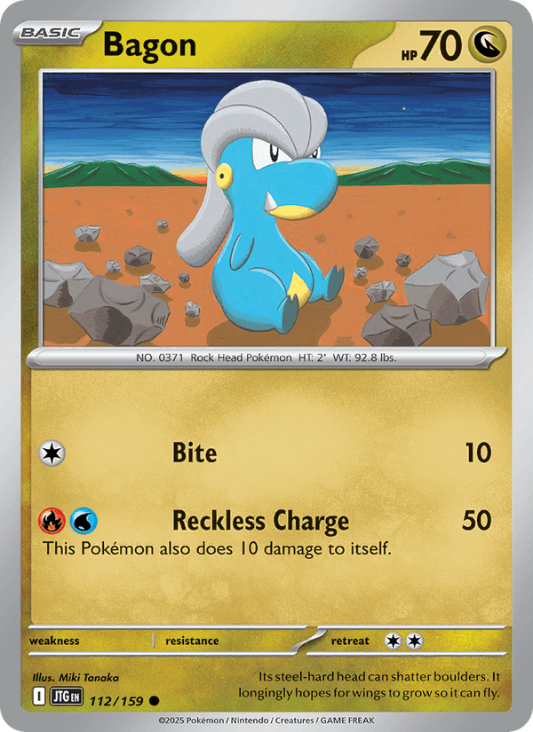 Bagon 112/159 Journey Together English Pokémon card