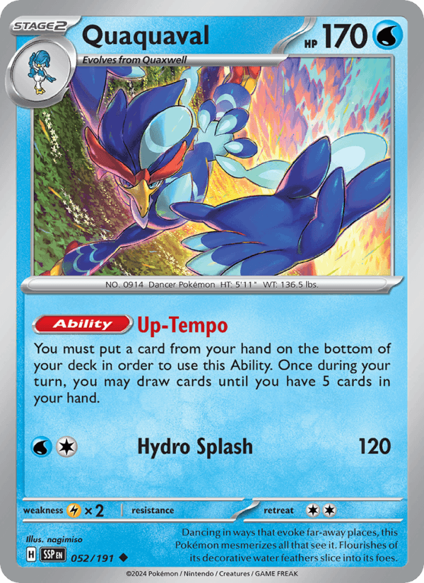 Quaquaval 52/191 Surging Sparks English Pokémon card