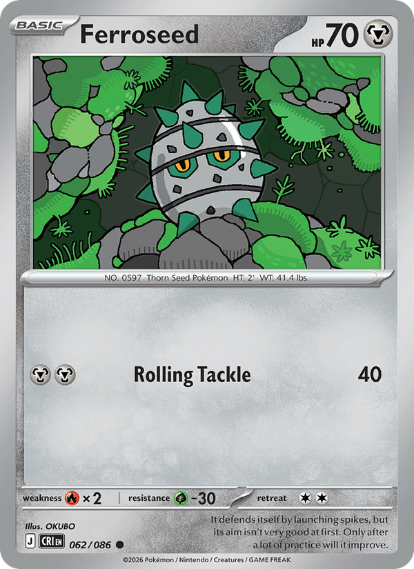 Ferroseed 62/86 Chaos Rising English Pokémon card