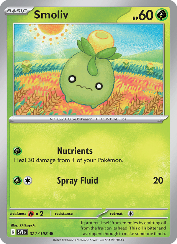 Smoliv 21/198 Scarlet & Violet English Pokémon card