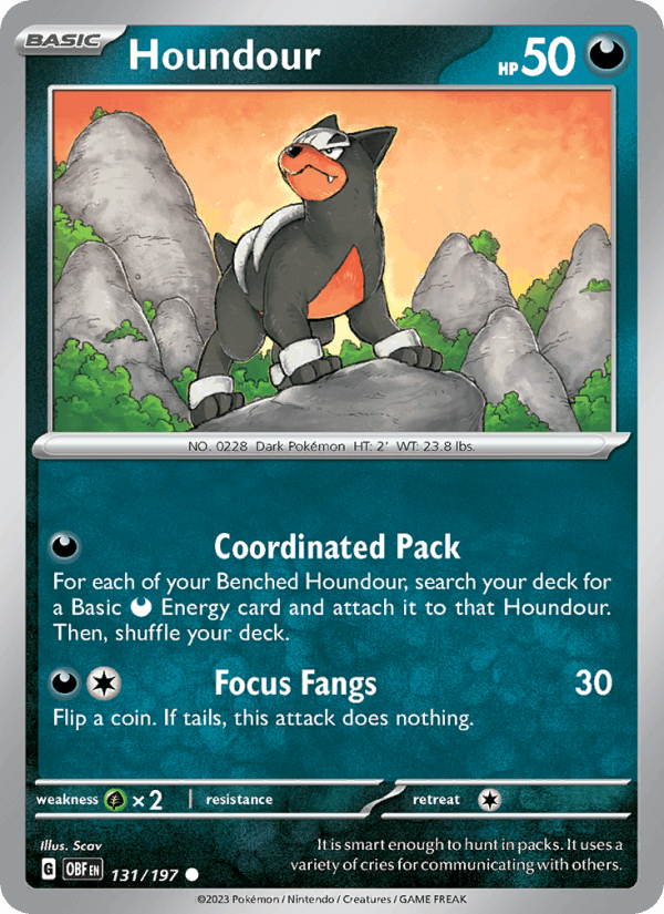 Houndour 131/197 Obsidian Flames English Pokémon card