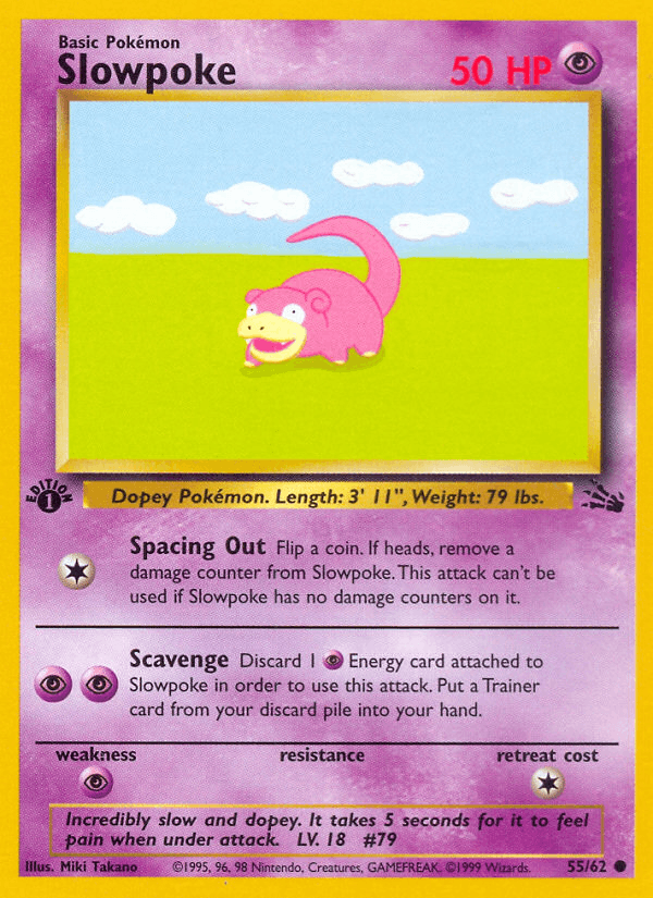 Slowpoke 55/62 Fossil English Pokémon card