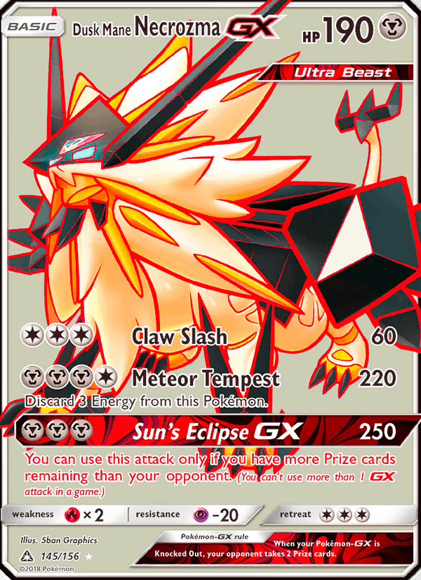 Dusk Mane Necrozma GX 145/156 Ultra Prism English Pokémon card