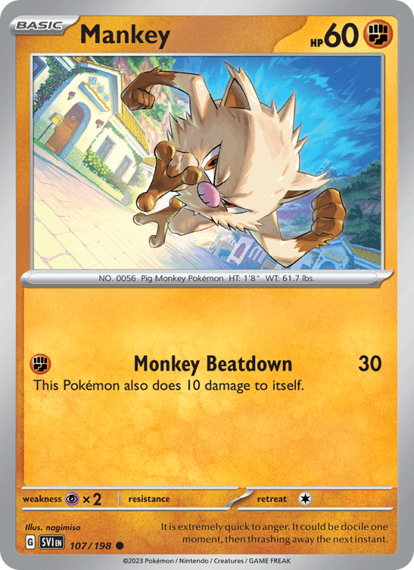 Mankey 107/198 Scarlet & Violet English Pokémon card