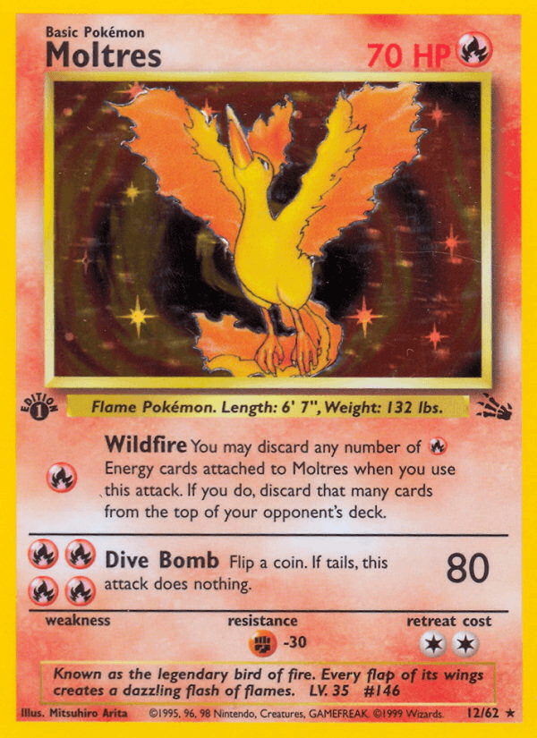 Moltres 12/62 Fossil English Pokémon card