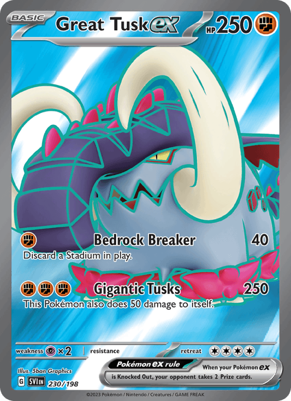 Great Tusk ex 230/198 Scarlet & Violet English Pokémon card