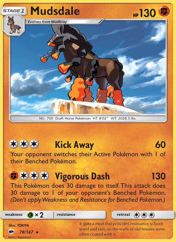 Mudsdale 78/147 Burning Shadows English Pokémon card