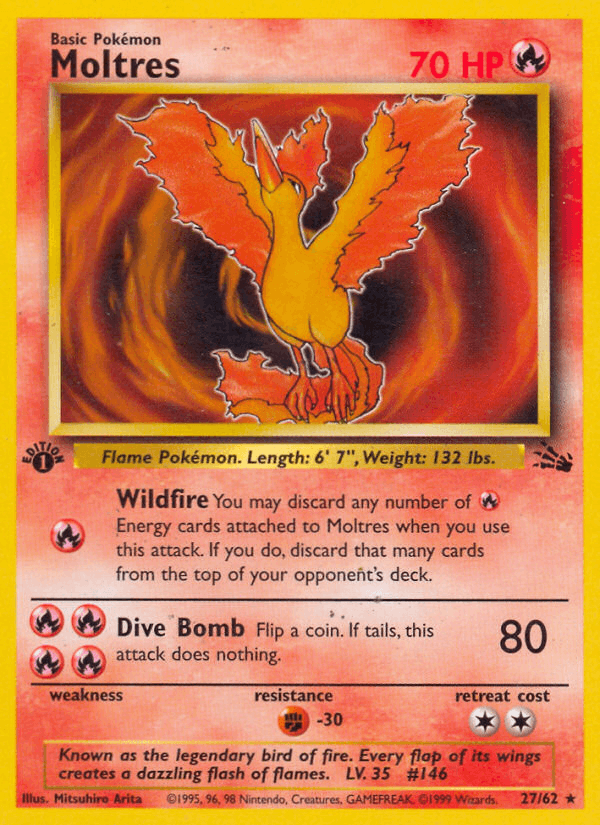 Moltres 27/62 Fossil English Pokémon card
