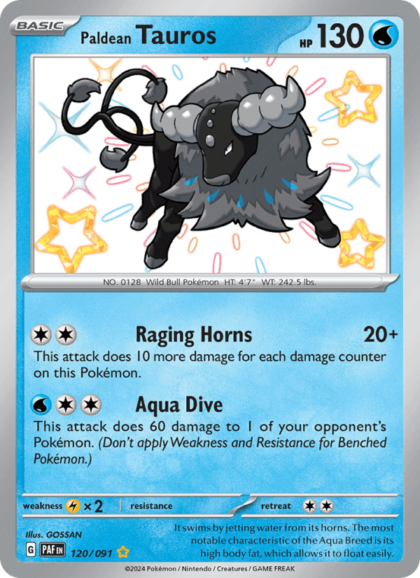 Paldean Tauros 120/91 Paldean Fates English Pokémon card
